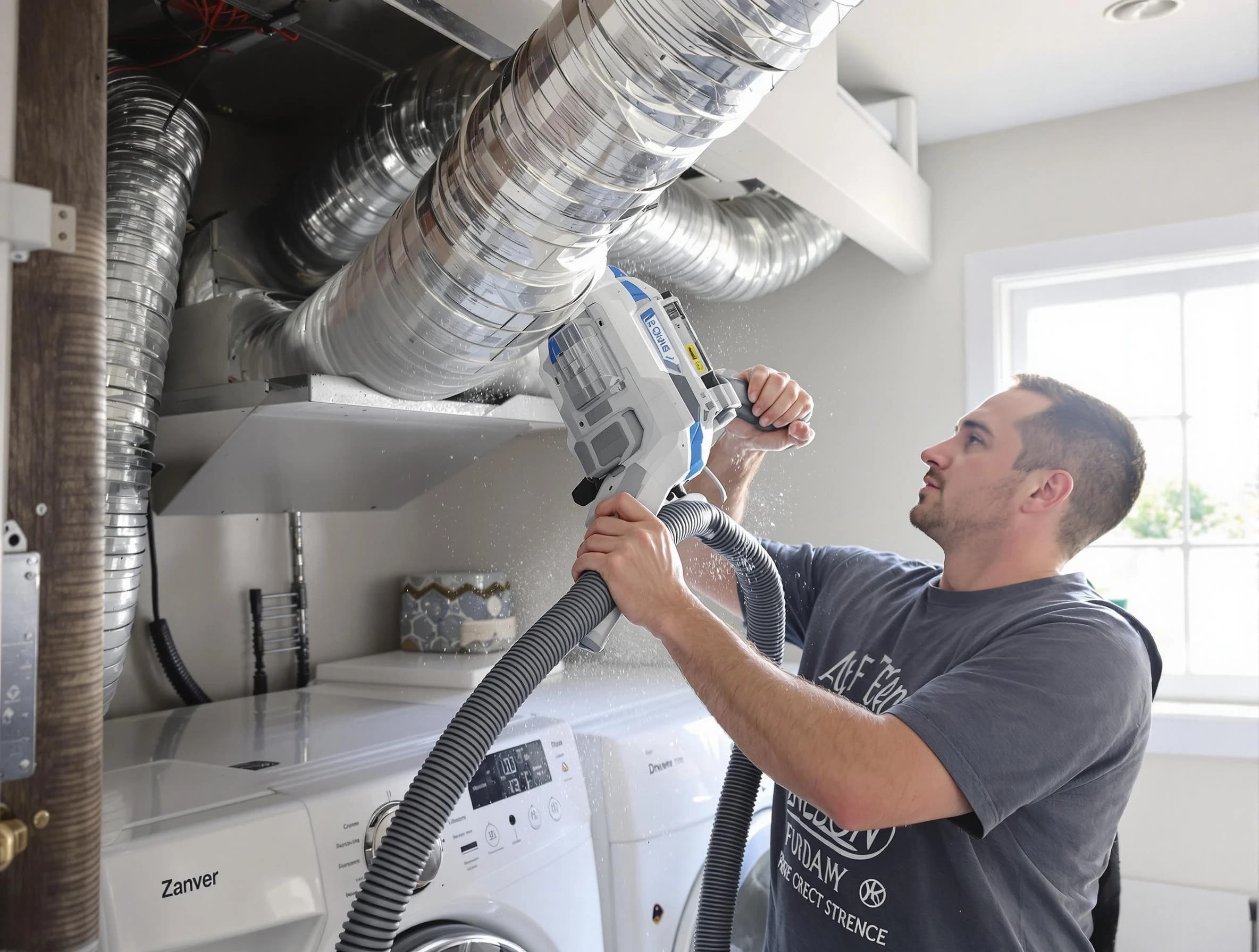 Chelsea Dryer Vent Cleaning specialist cleaning deep within a dryer vent duct system in Chelsea