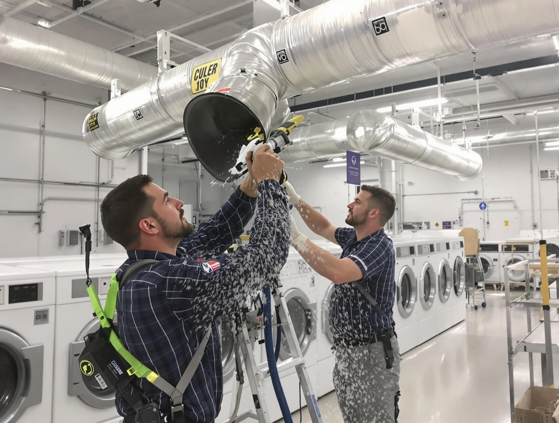Chelsea Dryer Vent Cleaning team performing large-scale commercial dryer vent cleaning in Chelsea